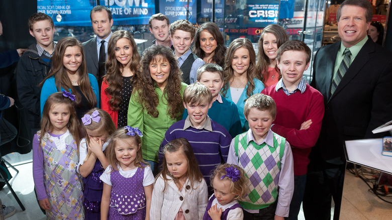 The Duggar family in a TV studio