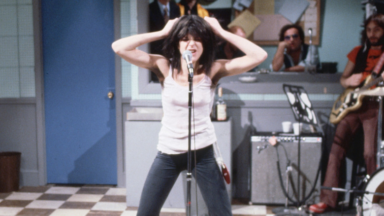 Gilda Radner does a comic impersonation of punk rock singer Patti Smith in a sketch from "Saturday Night Live."