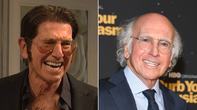 Split image of Larry David smiling