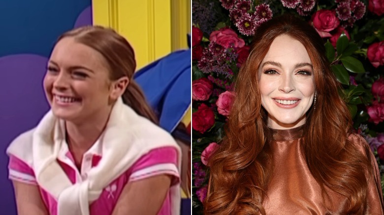 Split image of Linsday Lohan smiling