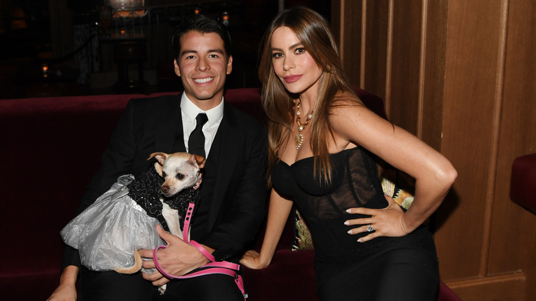 Manolo and Sofia Vergara with their glitzy dog