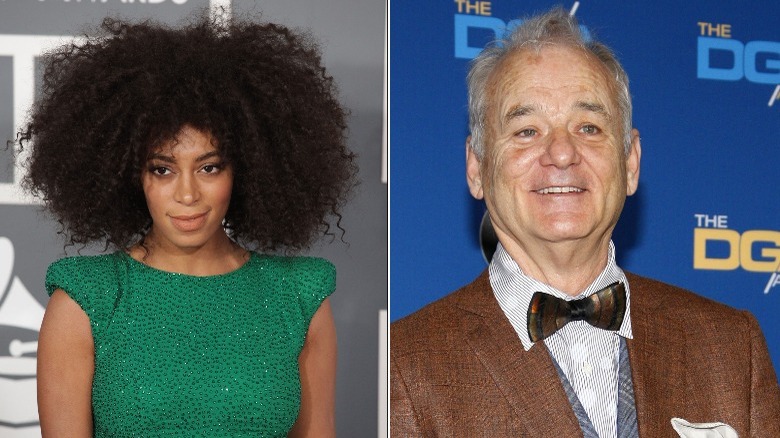 Solange Knowles and Bill Murray posing
