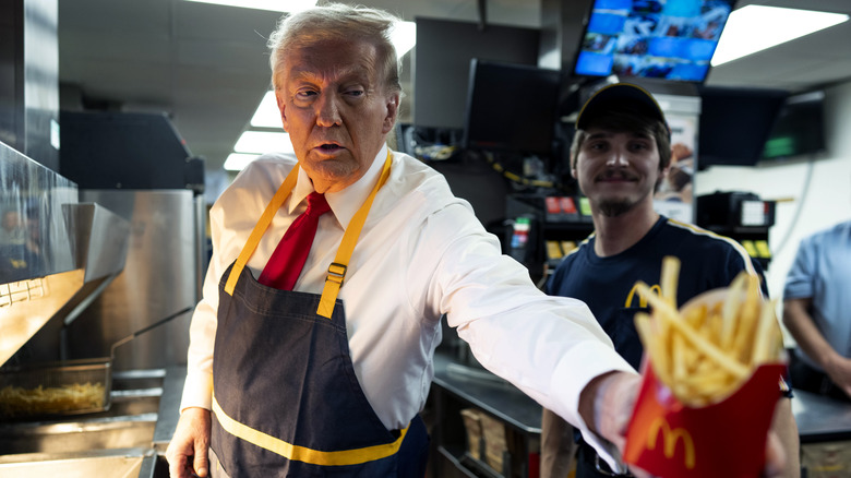 Donald Trump serving McDonald's fries