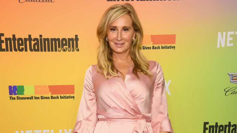 Sonja Morgan wearing a pink dress