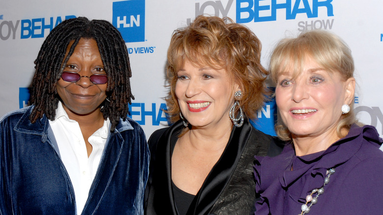 Barbara Walters and Whoopi Goldberg pose 