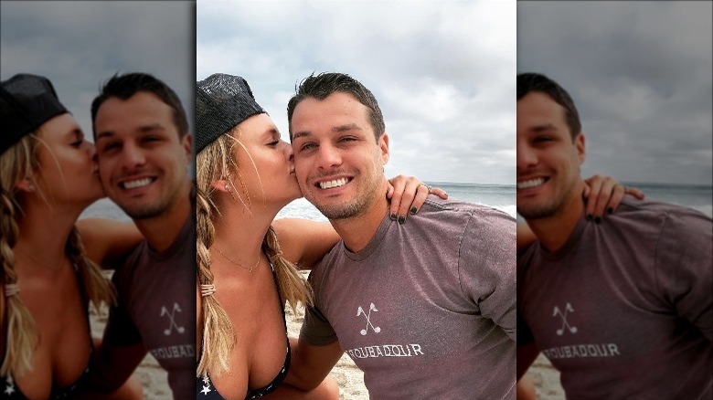 Miranda Lambert kissing Brendan McLoughlin's cheek