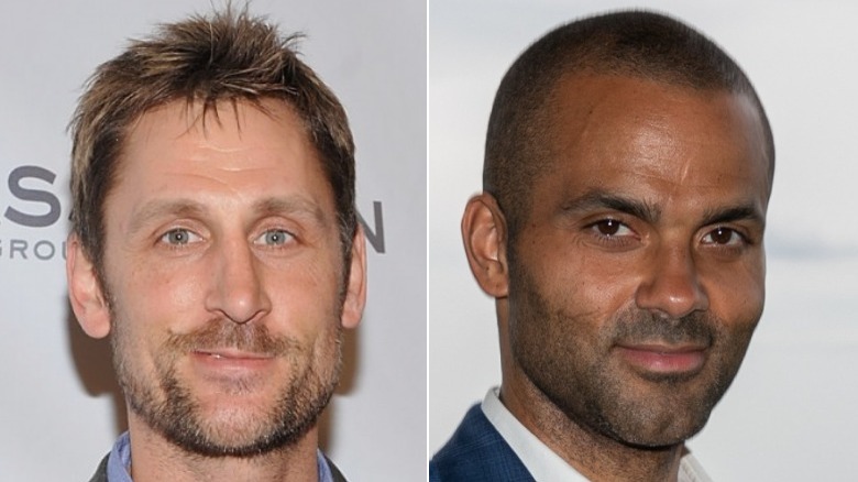 A composite image of Tony Parker and Brent Barry smiling