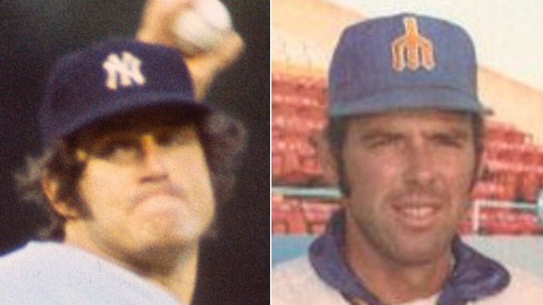 A composite image of Frtiz Peterson and Mike Kekich playing baseball 