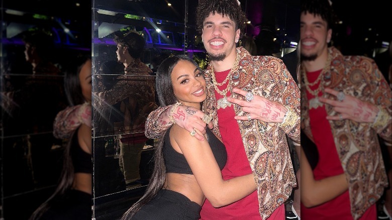 Ana Montana hugging LaMelo Ball 