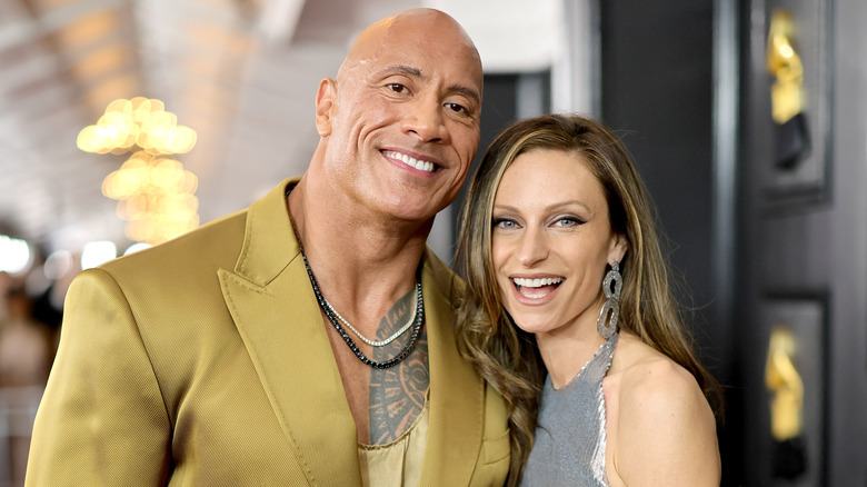 Dwayne 'The Rock' Johnson and Lauren Hashian laughing