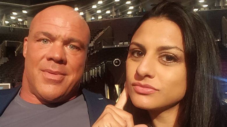 Kurt Angle posing with Giovanna Yannotti