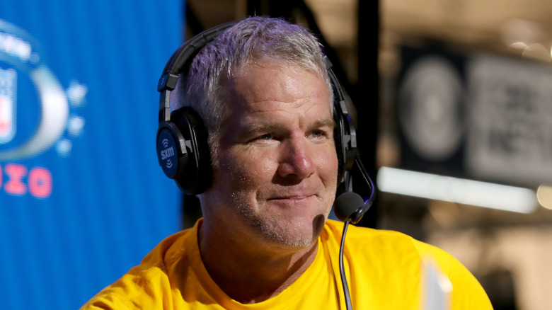 Brett Favre wearing headset