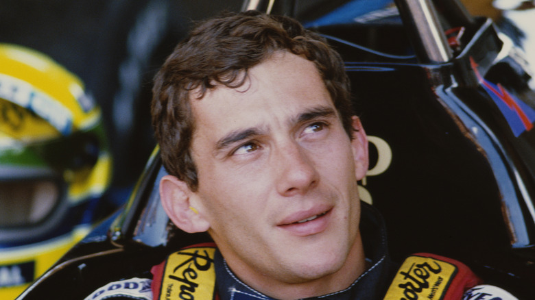 Ayrton Senna in his race car