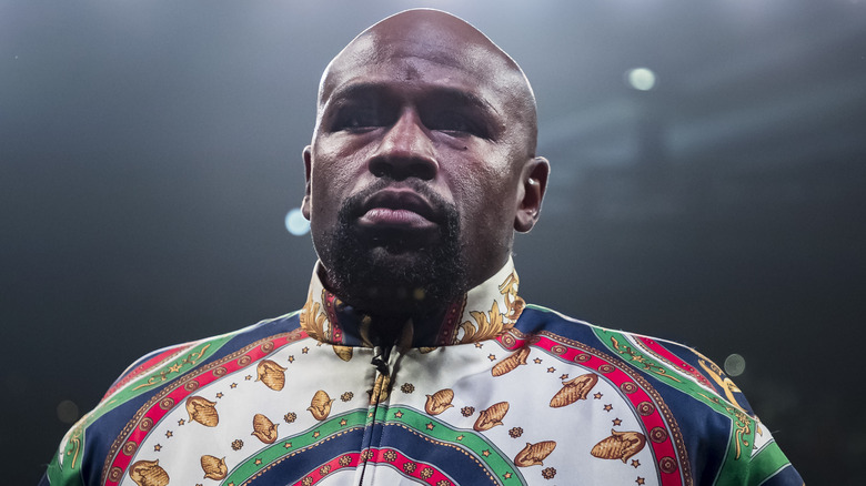 Floyd Mayweather at the WBA super featherweight championship fight in 2019