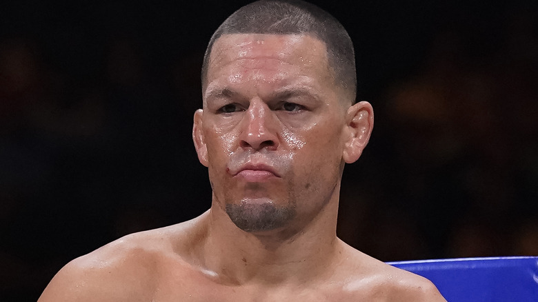 Nate Diaz scowling in the ring