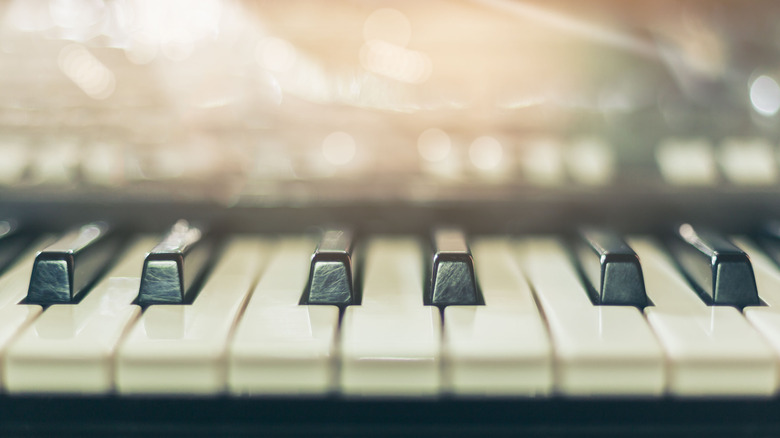 Piano keys up close