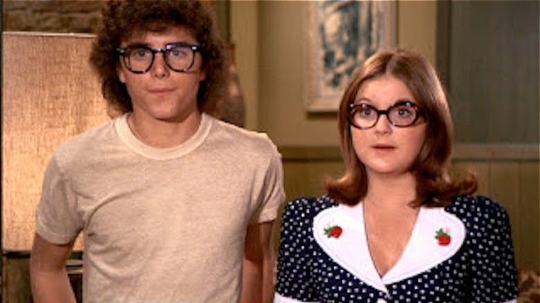 Denise Nickerson and Christopher Knight in glasses