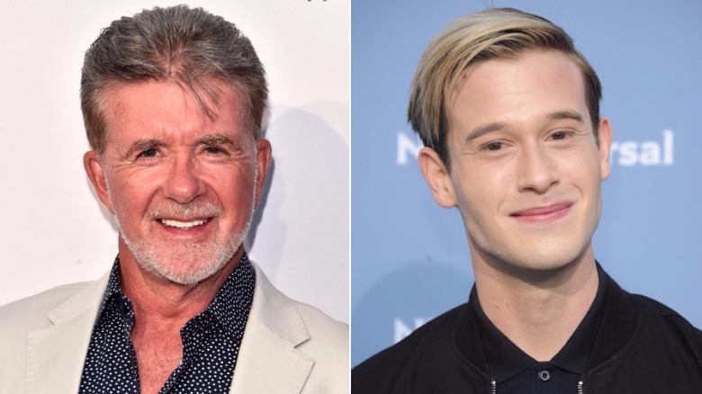 Alan Thicke smiling, Tyler Henry tiling head