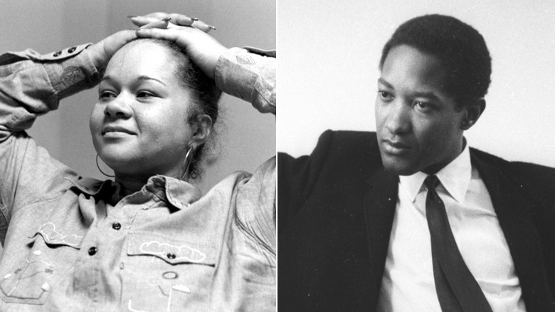 Etta James with hands on head, Sam Cooke posing