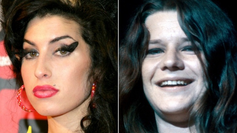 Amy Winehouse, Janis Joplin with dark eye makeup