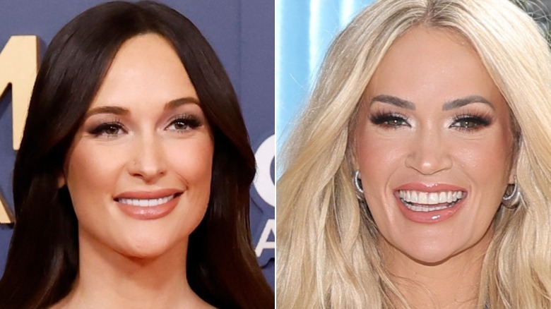 Split image of Kacey Musgraves and Carrie Underwood