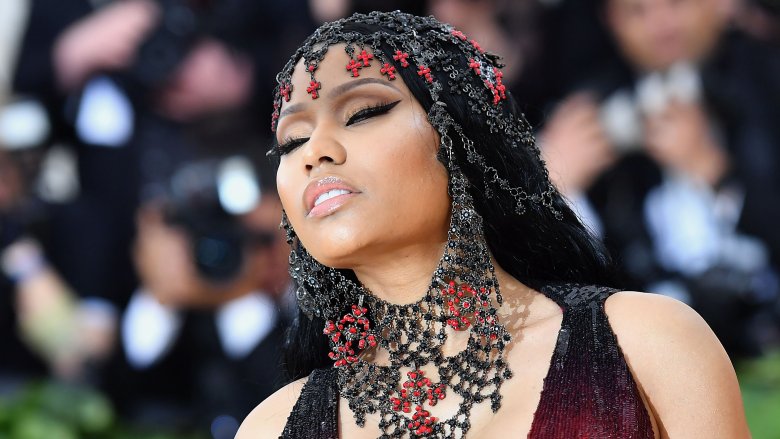 Nicki Minaj  eyes closed, posing for camera