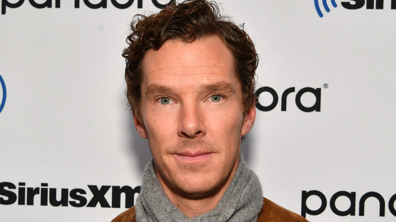 Benedict Cumberbatch wearing a gray scarf