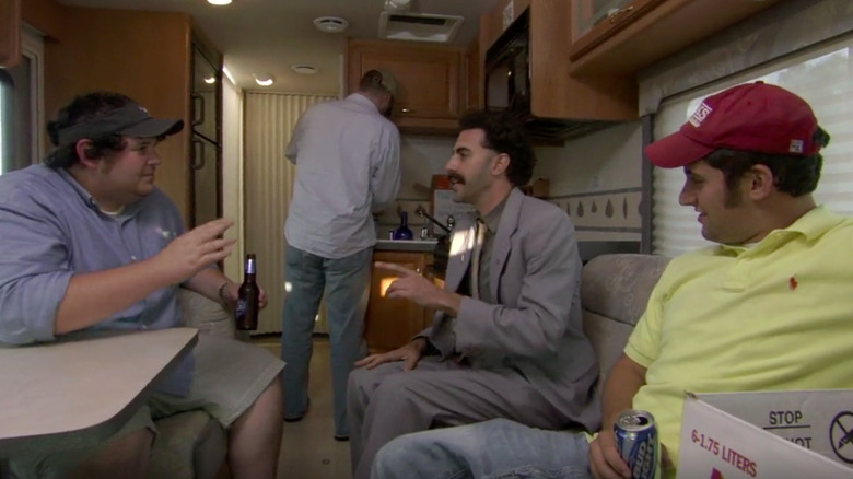 Sacha Baron Cohen with frat guy in Borat