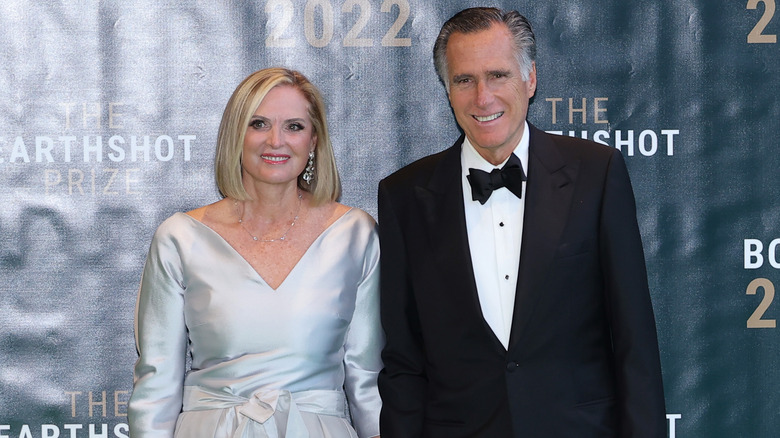 Mitt Romney smiling with Ann Romney