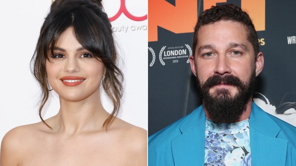 Selena Gomez and Shia LaBeouf, split image, both on red carpet