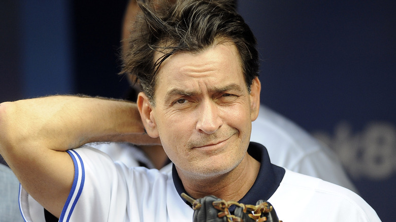 Charlie Sheen smirking