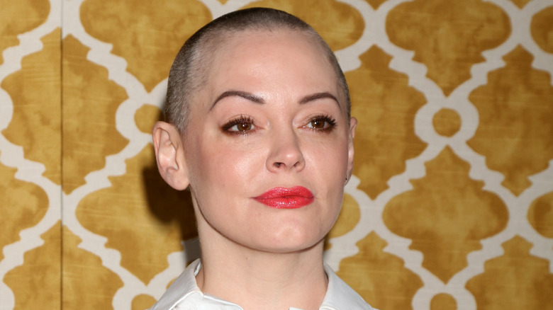 Rose McGowan, faint smile