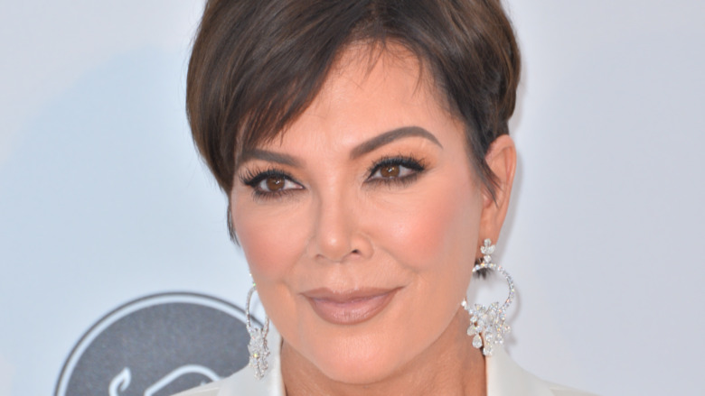 Kris Jenner with a serious expression