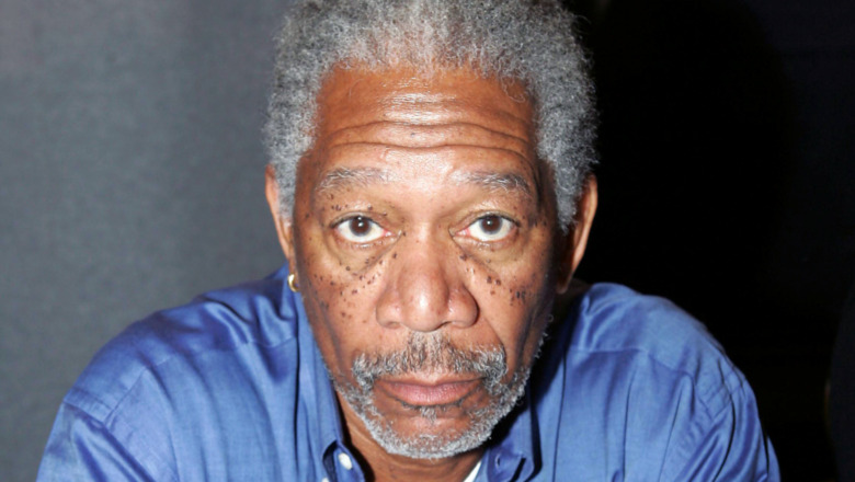 Morgan Freeman with a serious expression