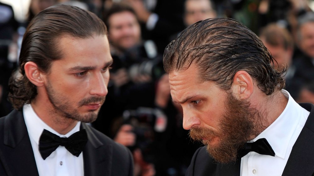 Shia LaBeouf and Tom Hardy on the red carpet at the premiere of Lawless 