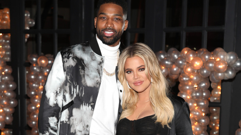 Tristan Thompson and Khloe Kardashian, posing