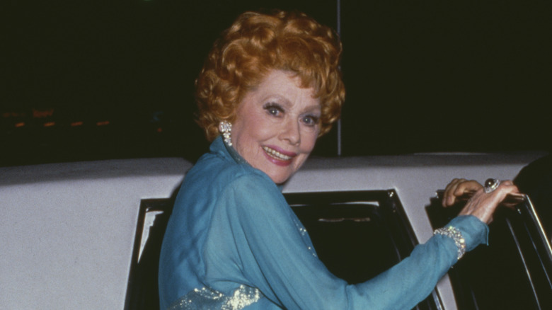 Lucille Ball getting into a limousine