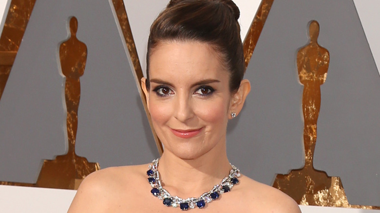 Tina Fey with an updo on the red carpet