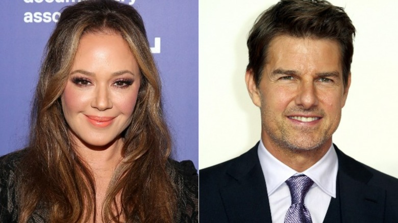 Leah Remini smiling, Tom Cruise smiling