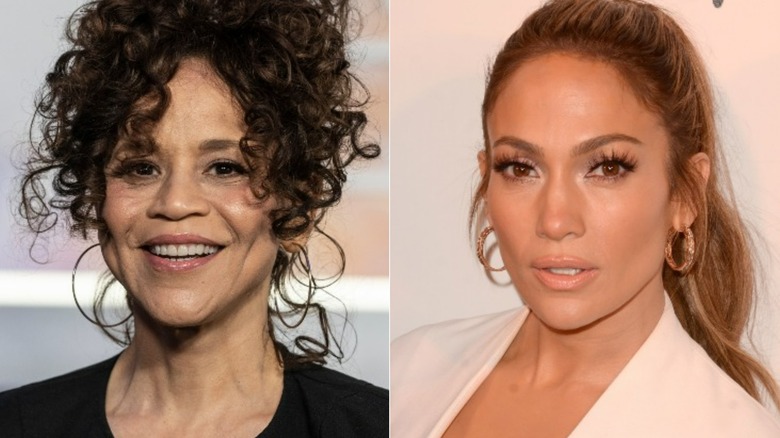 Rosie Perez smiling, Jennifer Lopez posing