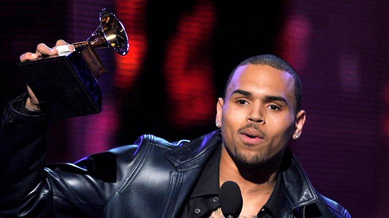 Chris Brown accepts Grammy in 2012