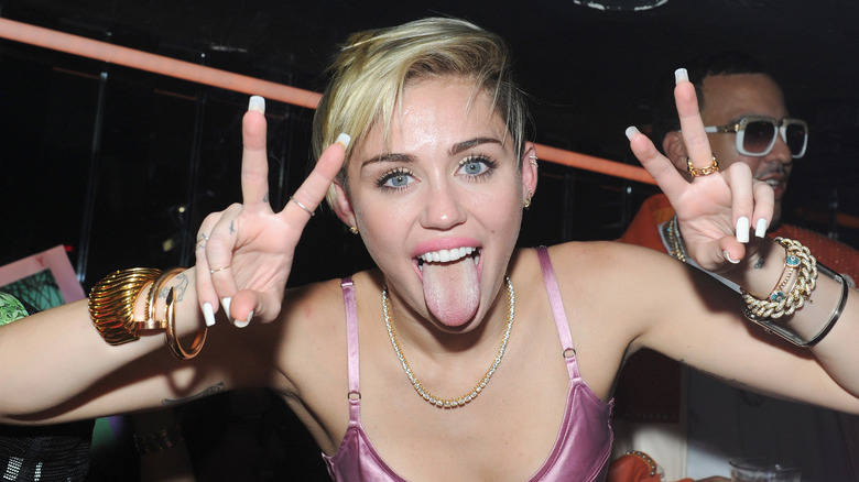 Miley Cyrus sticking out her tongue