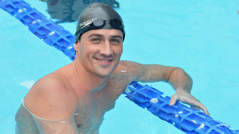 Ryan Lochte smiling in the swimming pool