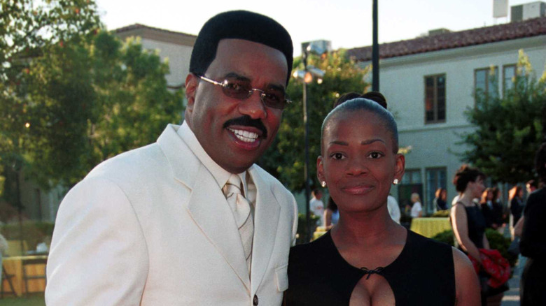 Steve Harvey and Mary Shakelford posing