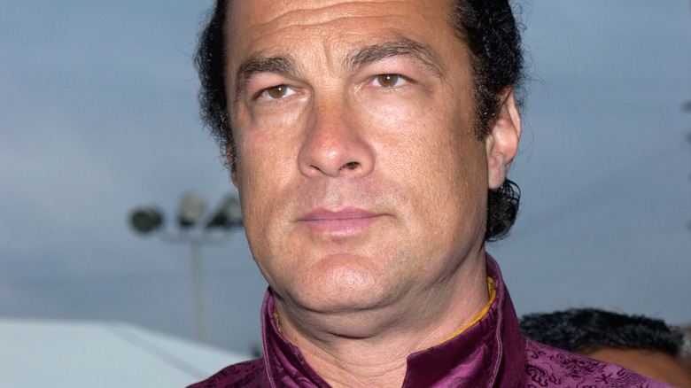 Steven Seagal looks serious