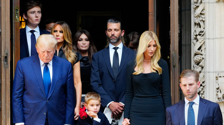 The Trumps exiting a church