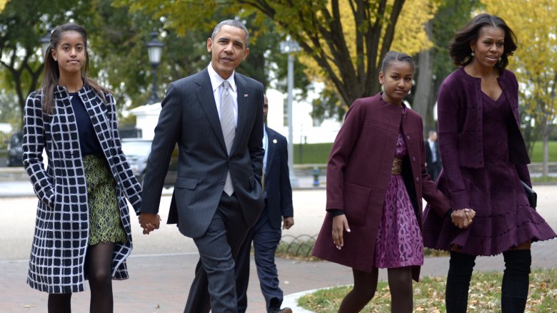 Malia, Barack, Sasha, and Michelle Obama