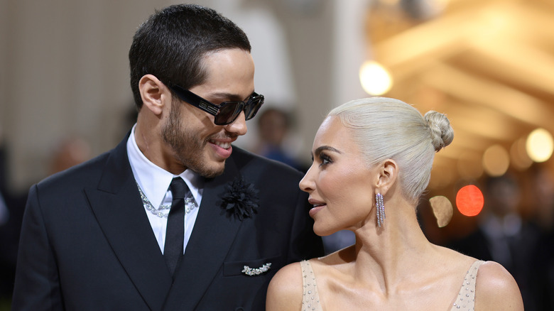 Kim Kardashian and Pete Davidson smiling