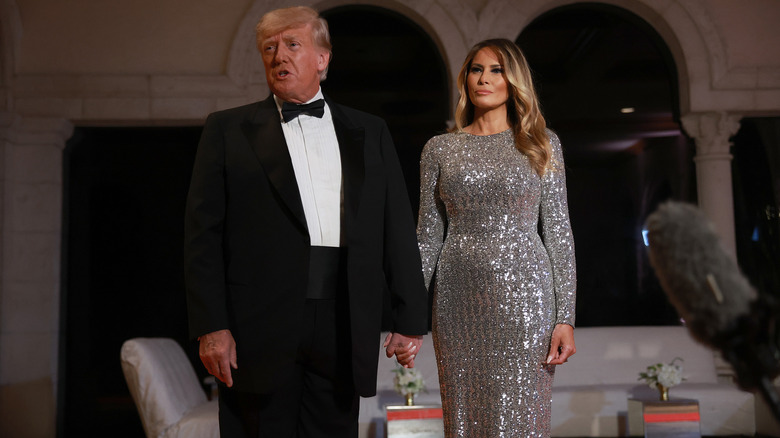 Donald Trump Melania Trump silver dress