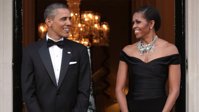 The Obamas arriving at event